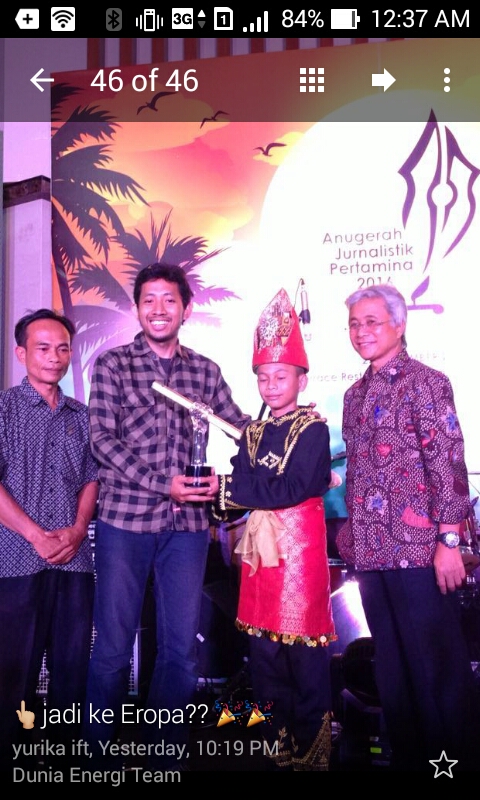 Wartawan Dunia-Energi Raih Best of The Best Anugerah Jurnalistik Pertamina 2016