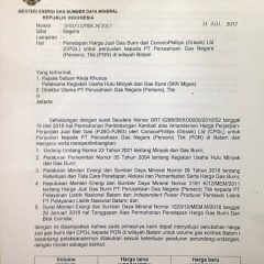 Naikan Harga Gas Lapangan Grissik, Kementerian ESDM Langgar Perintah Presiden