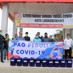 Perta Arun Gas Serahkan Bahan Baku Disinfektan untuk Penanganan Covid-19