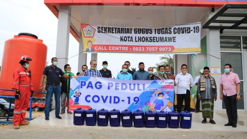 Perta Arun Gas Serahkan Bahan Baku Disinfektan untuk Penanganan Covid-19