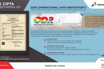 Program Komputer Operational Data Repository Pertamina EP Peroleh Hak Kekayaan Intelektual