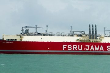 Java Satu FSRU Ship Leaning at Patimban Port, Subang