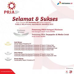 Pertamina EP Raih Platinum PR Indonesia Awards 2021