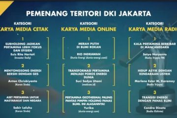Dunia Energi Dominasi Penghargaan Anugerah Jurnalistik Pertamina Ketegori Media Online Wilayah Jakarta