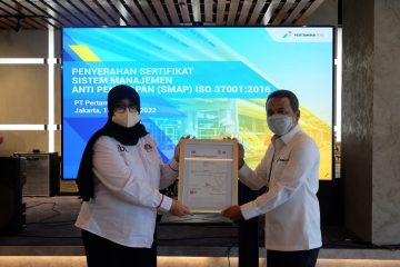 Pertagas Raih Sertifikasi SMAP ISO 37001 dari BSI Group Indonesia