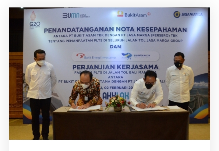 Tekan Emisi Karbon, Bukit Asam Gandeng Jasa Marga Kembangkan PLTS