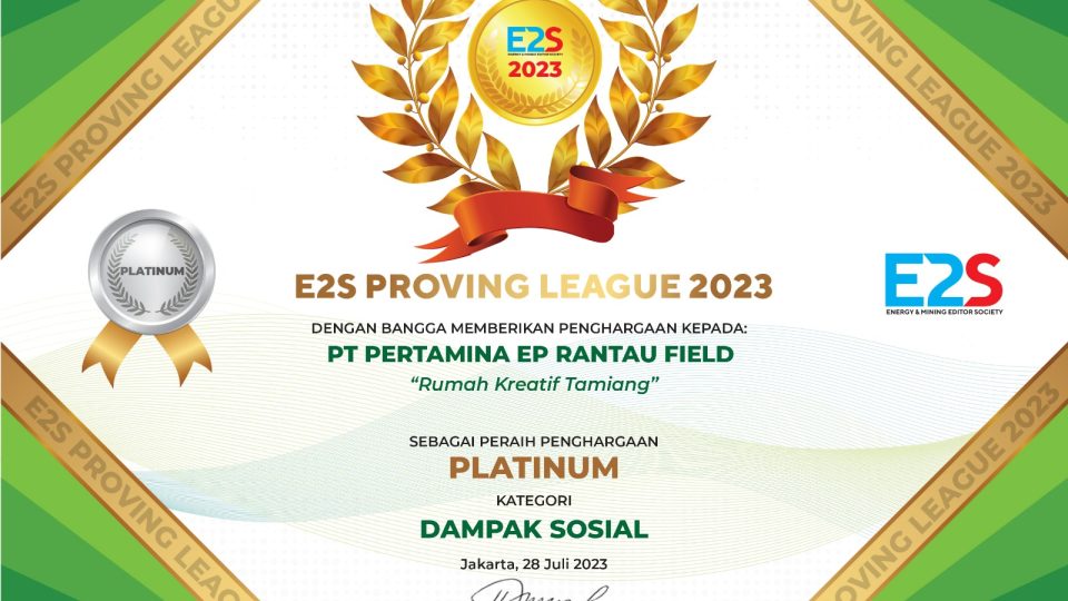 Pertamina Rantau Field Raih Penghargaan Best and Inspiring CSR di Ajang E2S Proving League 2023