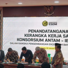 ANTAM Bersama IDI dan HYD Teken Kerja Sama Bangun Proyek Ekosistem Baterai Listrik Senilai US$6 Miliar